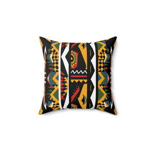 Artistic Spun Polyester Square Pillow - Vibrant Tribal Patterns for Home Décor