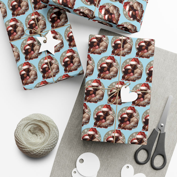 Holiday-Themed Gift Wrap Papers - "Give the Gift of Love" Design