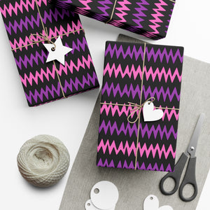 Modern Zigzag Gift Wrap Paper - Bold Black, Pink & Purple Patterns for All Occasions