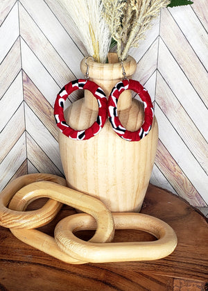 The "Nyekundu" Red, Black, and White Hoop Earrings