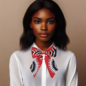 "Crimson Dream" Red, Black, and White African Print Bowtie and Earrings Set