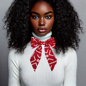 "Red Queen" Red and White African Print Bowtie and Earrings Set