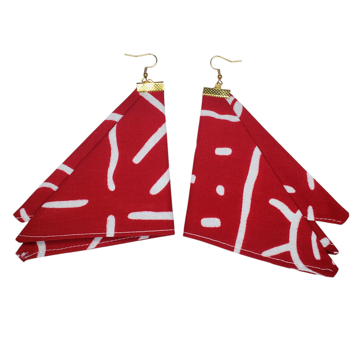 "Red Queen" Red and White Fabric Earrings